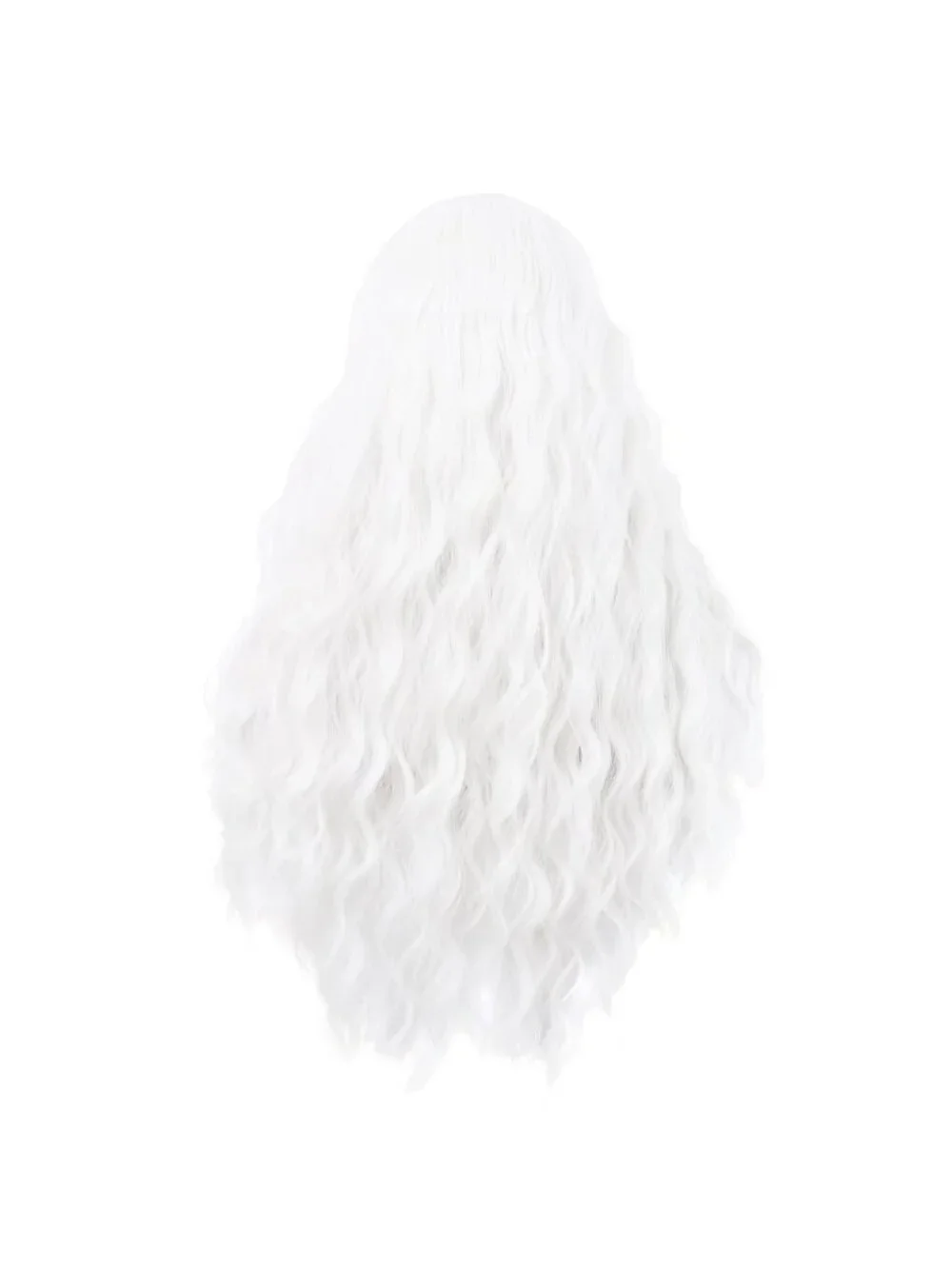 Women's White 28 Inch Synthetic Fiber Long Middle Part Curly Cosplay Wigs